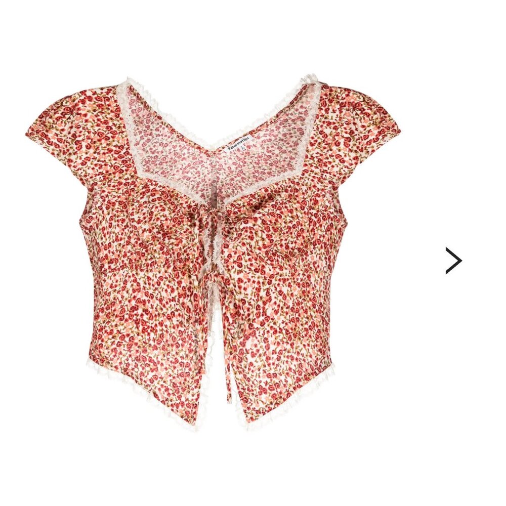 Reformation Safia Floral Top in La Vie En Rose Size 0 - Picture 7 of 16